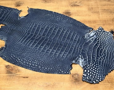 Крокодил матовый синий японский нубук