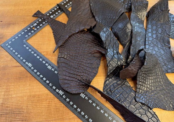 Обрізки крокодила темного кольору 200 г