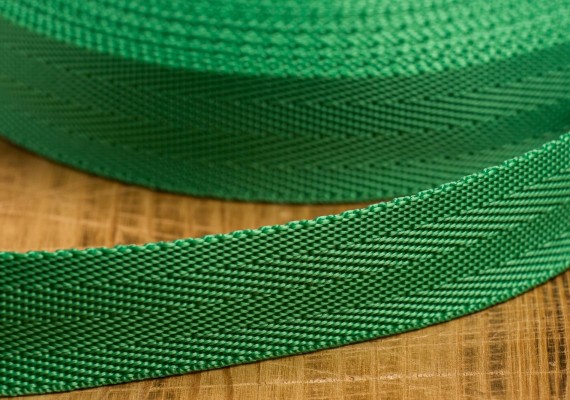 Текстильная лента зигзаг зеленая 25мм