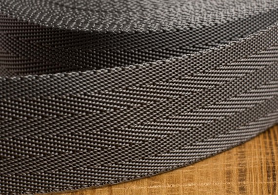 Текстильна стрічка зигзаг сіра 40мм