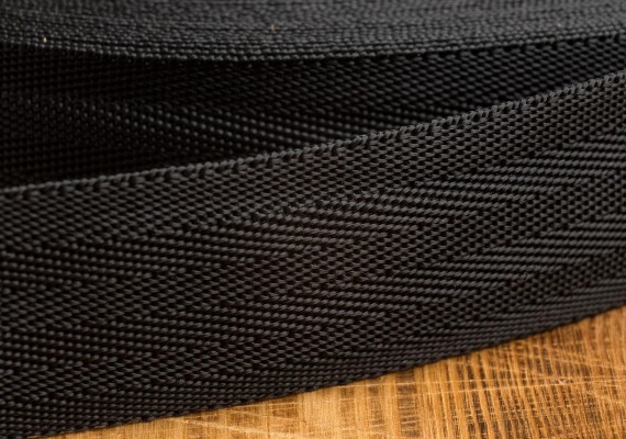Текстильная лента зигзаг премиум черная 40мм