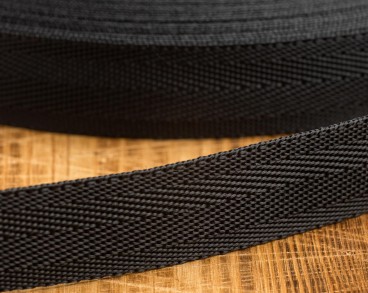 Текстильная лента зигзаг черная 25мм